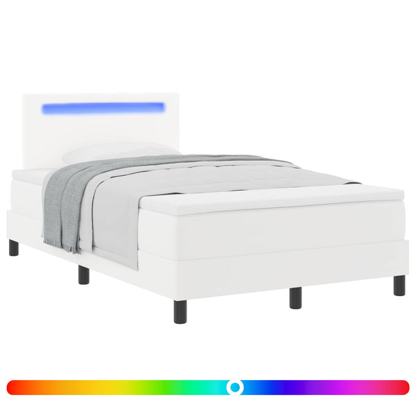 vidaXL Box Spring Bed with Mattress White 120 x 200 cm Faux Leather