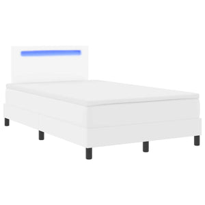 vidaXL Box Spring Bed with Mattress White 120 x 200 cm Faux Leather