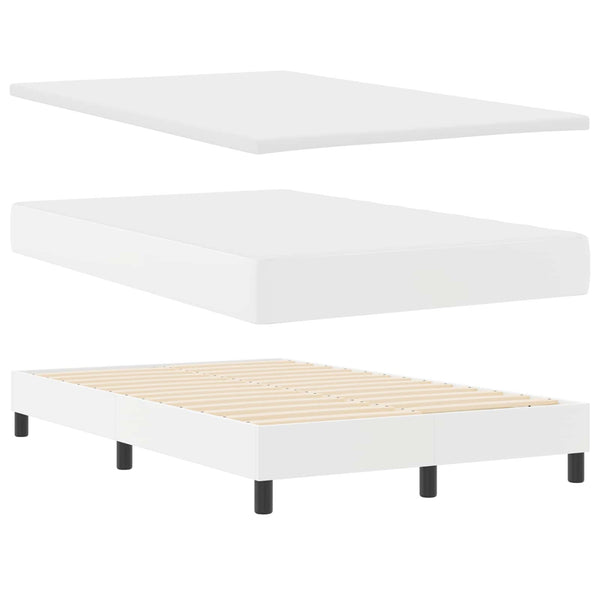 vidaXL Box Spring Bed with Mattress White 120 x 200 cm Faux Leather