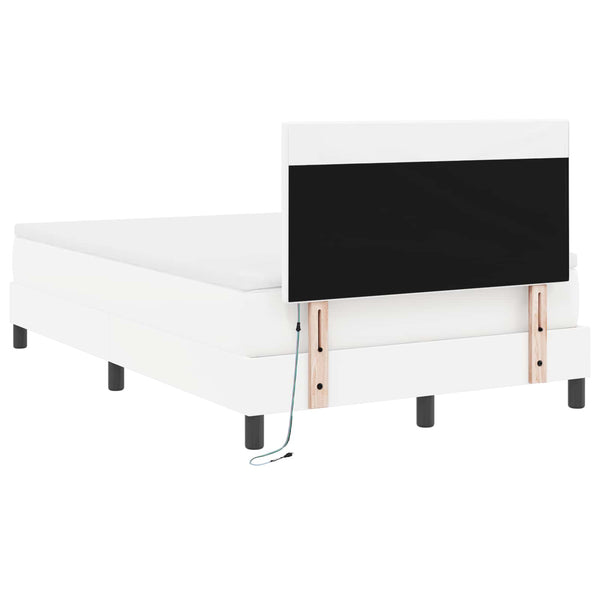vidaXL Box Spring Bed with Mattress White 120 x 200 cm Faux Leather