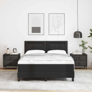 vidaXL Box Spring Bed with Mattress Black 140 x 190 cm Faux Leather