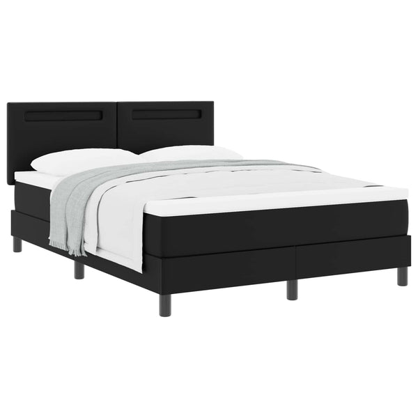 vidaXL Box Spring Bed with Mattress Black 140 x 190 cm Faux Leather