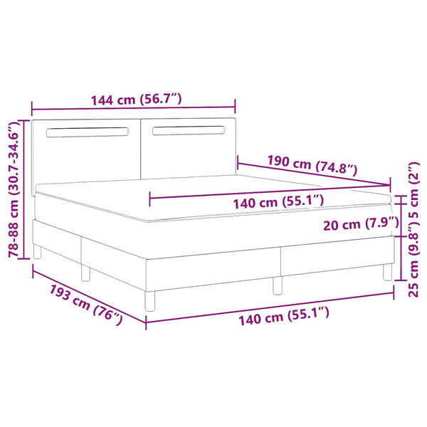 vidaXL Box Spring Bed with Mattress Black 140 x 190 cm Faux Leather