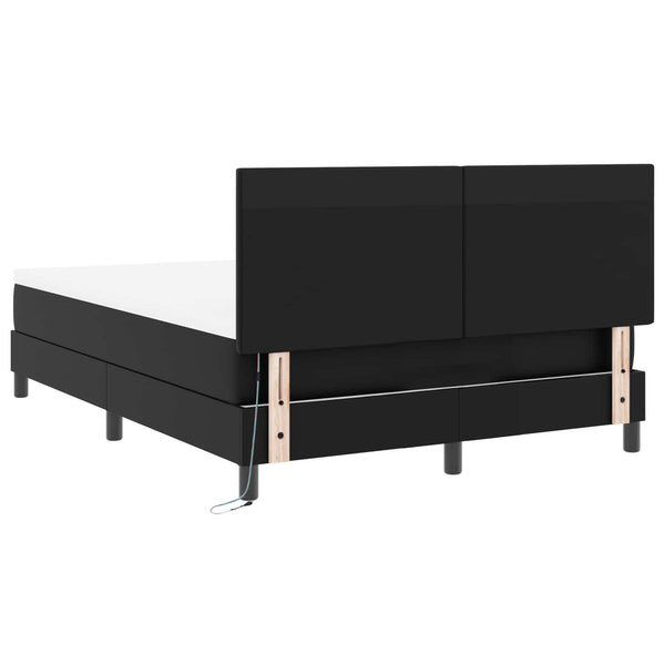 vidaXL Box Spring Bed with Mattress Black 140 x 200 cm Faux Leather