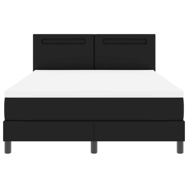 vidaXL Box Spring Bed with Mattress Black 140 x 200 cm Faux Leather