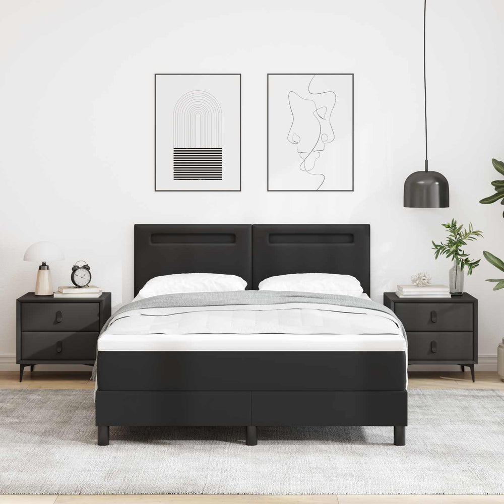 vidaXL Box Spring Bed with Mattress Black 160 x 200 cm Faux Leather