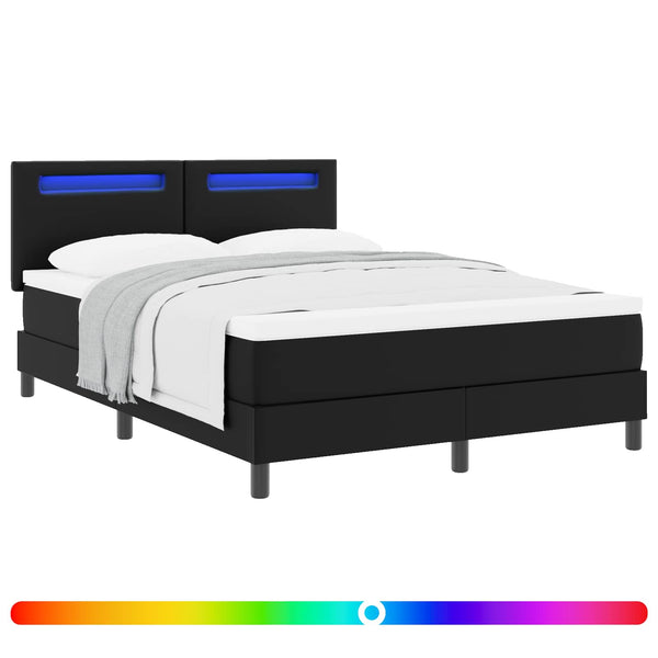 vidaXL Box Spring Bed with Mattress Black 160 x 200 cm Faux Leather