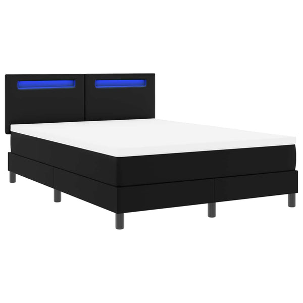 vidaXL Box Spring Bed with Mattress Black 160 x 200 cm Faux Leather