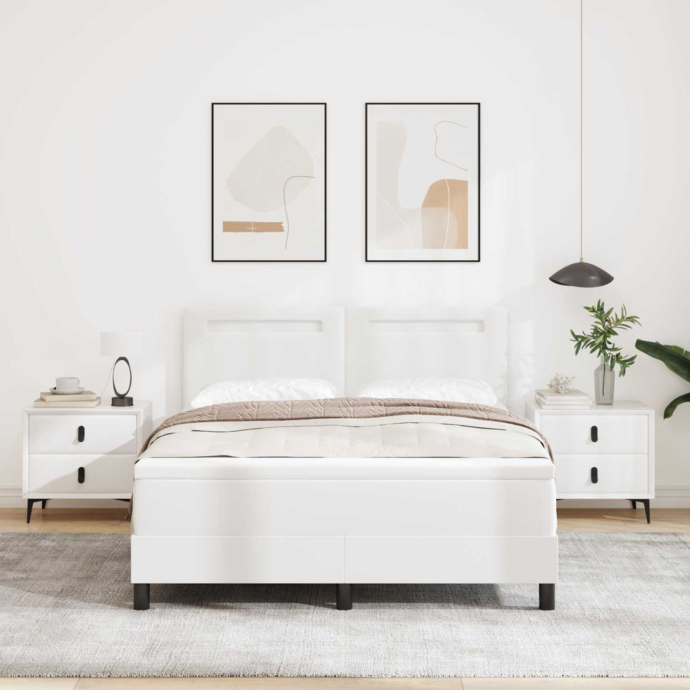 vidaXL Box Spring Bed with Mattress White 160 x 200 cm Faux Leather