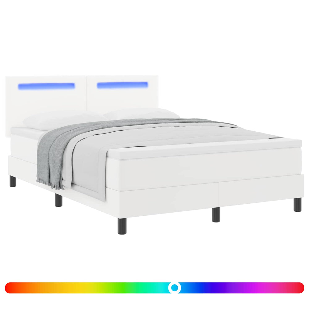 vidaXL Box Spring Bed with Mattress White 160 x 200 cm Faux Leather