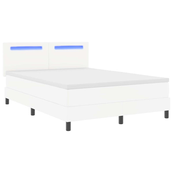 vidaXL Box Spring Bed with Mattress White 160 x 200 cm Faux Leather