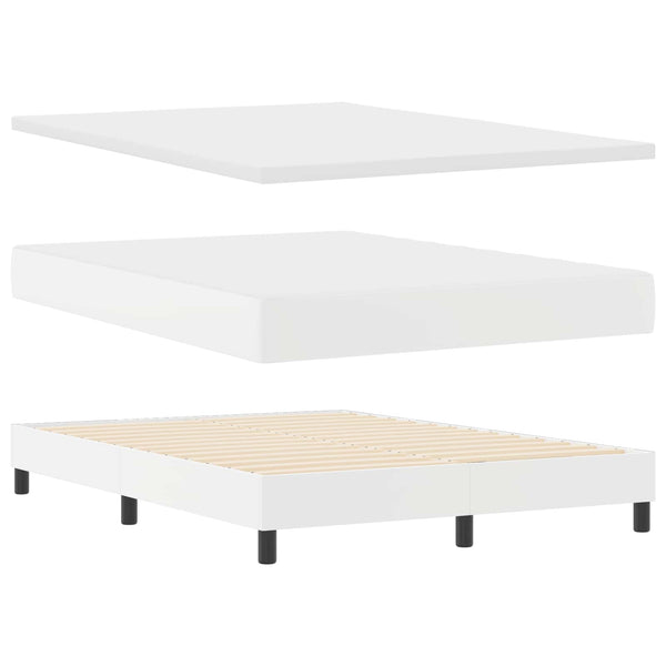vidaXL Box Spring Bed with Mattress White 160 x 200 cm Faux Leather