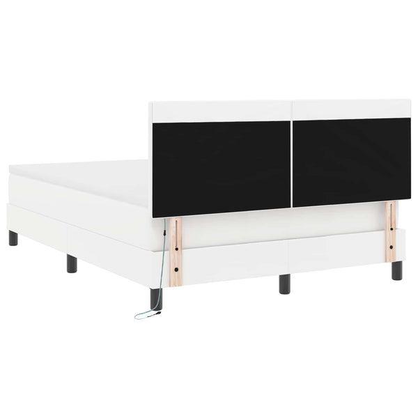 vidaXL Box Spring Bed with Mattress White 160 x 200 cm Faux Leather