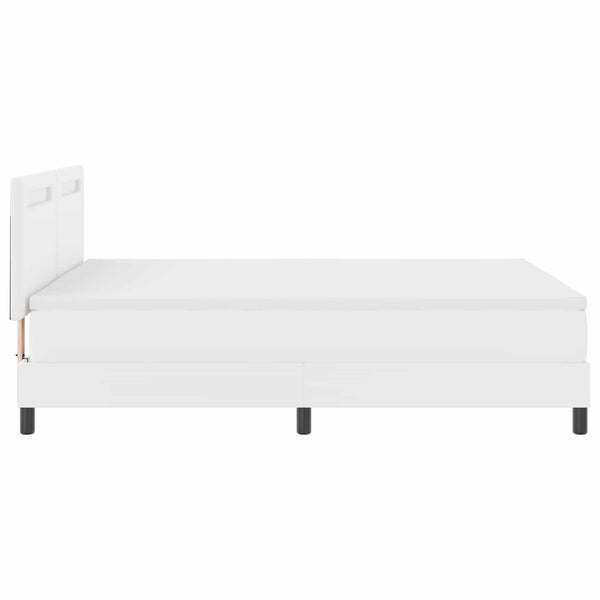 vidaXL Box Spring Bed with Mattress White 160 x 200 cm Faux Leather