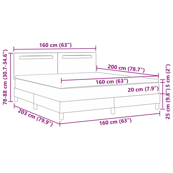 vidaXL Box Spring Bed with Mattress White 160 x 200 cm Faux Leather