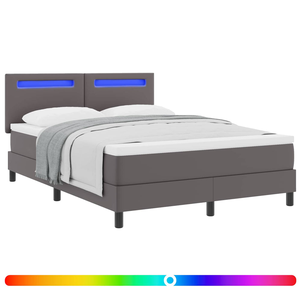 vidaXL Box Spring Bed with Mattress Grey 160 x 200 cm Faux Leather