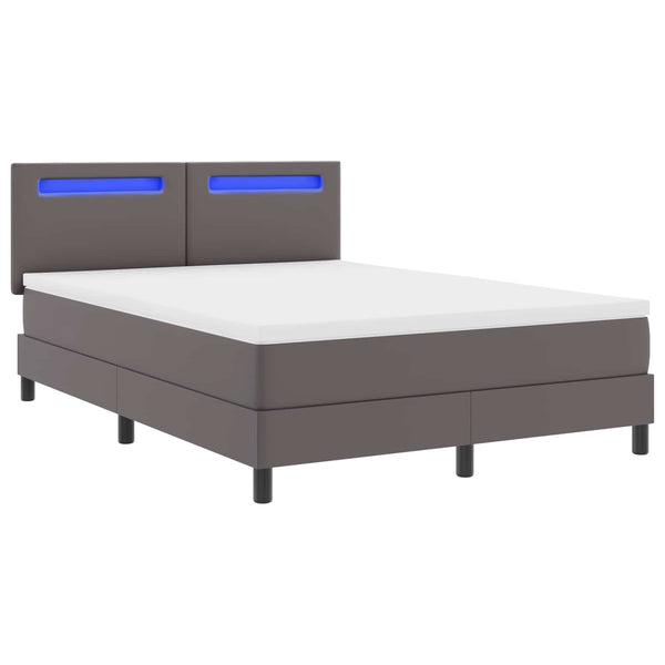 vidaXL Box Spring Bed with Mattress Grey 160 x 200 cm Faux Leather