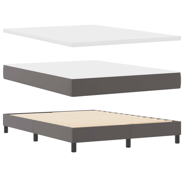 vidaXL Box Spring Bed with Mattress Grey 160 x 200 cm Faux Leather