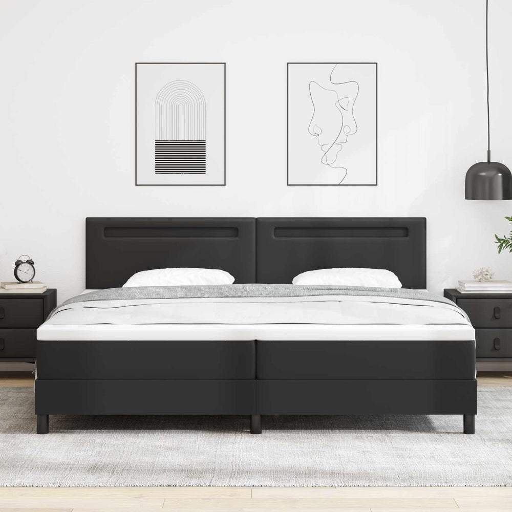 vidaXL Box Spring Bed with Mattress Black 200 x 200 cm Faux Leather