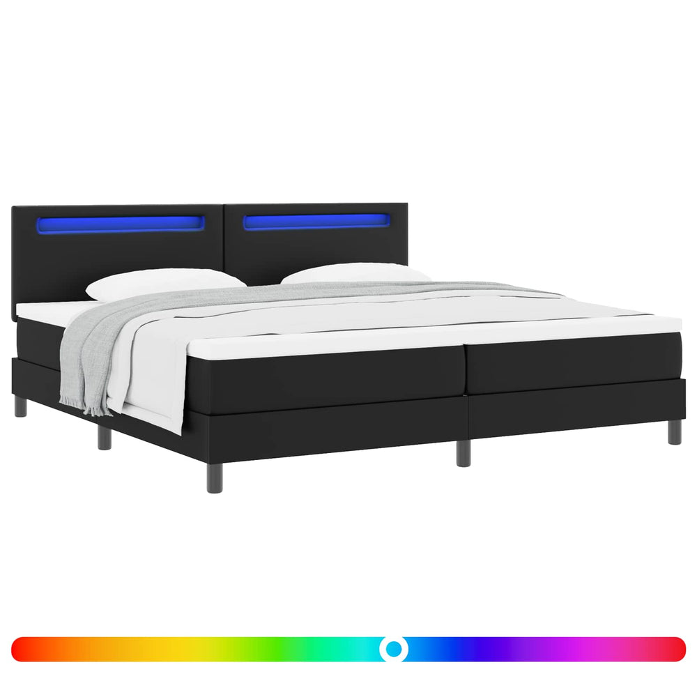vidaXL Box Spring Bed with Mattress Black 200 x 200 cm Faux Leather