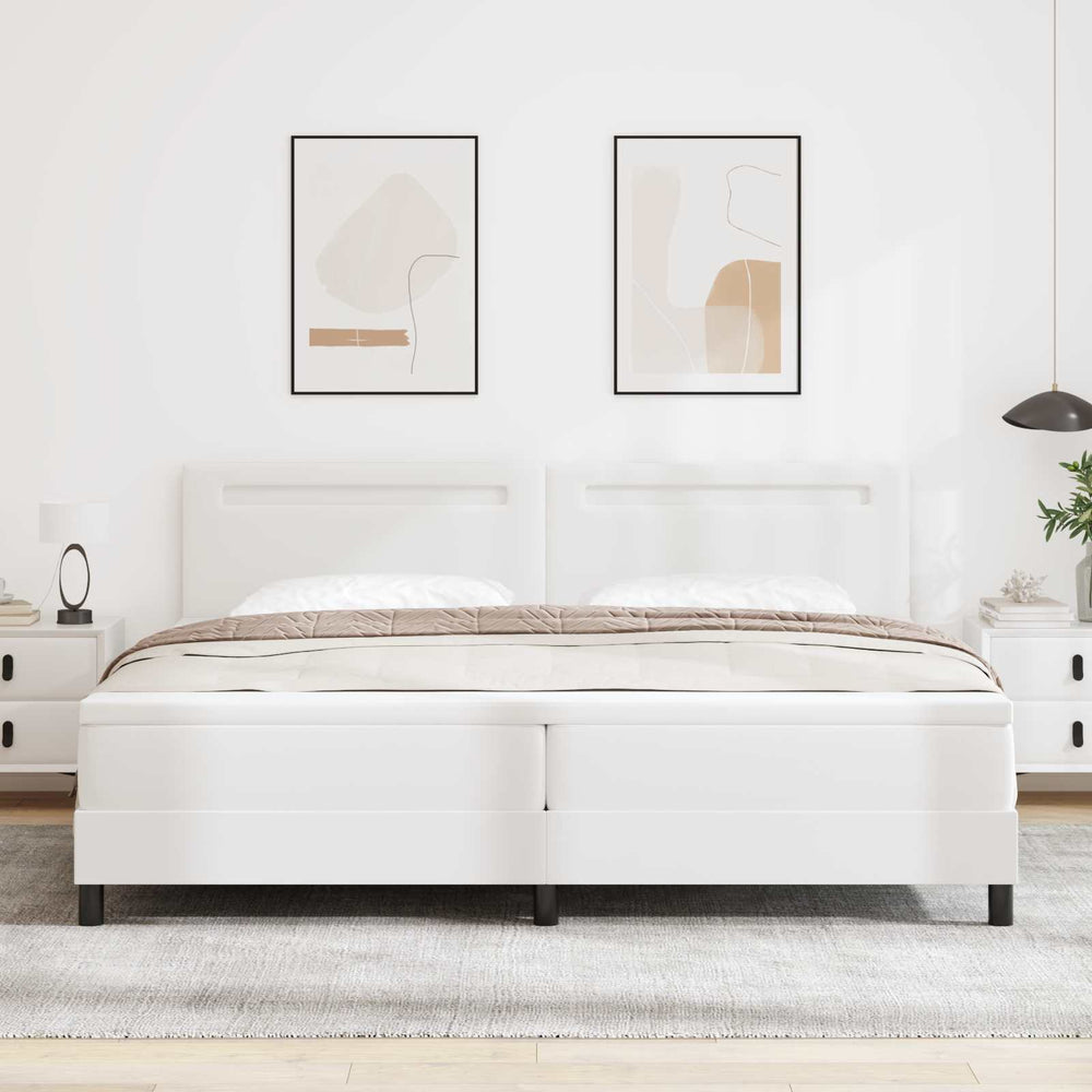 vidaXL Box Spring Bed with Mattress with LED White 200 x 200 cm Faux Leather