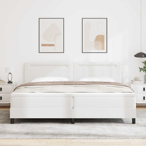 vidaXL Box Spring Bed with Mattress with LED White 200 x 200 cm Faux Leather