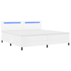 vidaXL Box Spring Bed with Mattress with LED White 200 x 200 cm Faux Leather