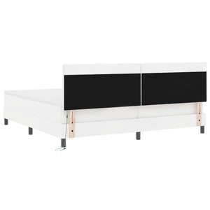 vidaXL Box Spring Bed with Mattress with LED White 200 x 200 cm Faux Leather