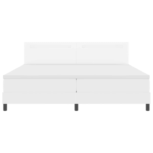 vidaXL Box Spring Bed with Mattress with LED White 200 x 200 cm Faux Leather