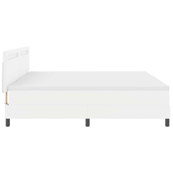 vidaXL Box Spring Bed with Mattress with LED White 200 x 200 cm Faux Leather