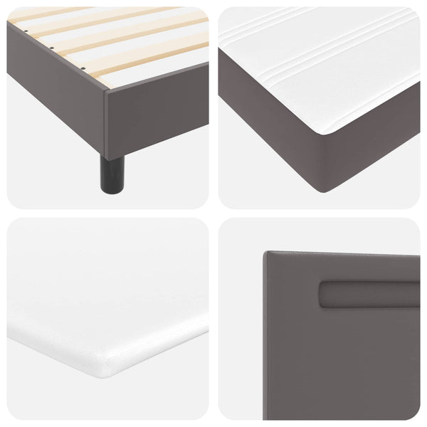 vidaXL Box Spring Bed with Mattress Grey 200 x 200 cm Faux Leather