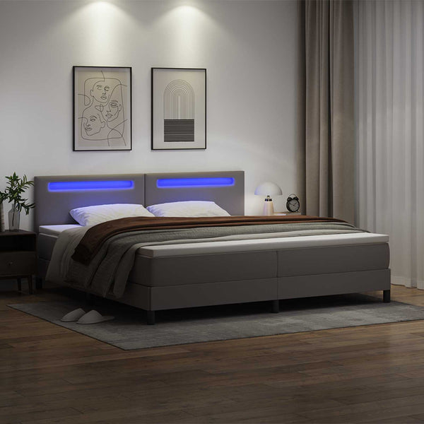 vidaXL Box Spring Bed with Mattress Grey 200 x 200 cm Faux Leather
