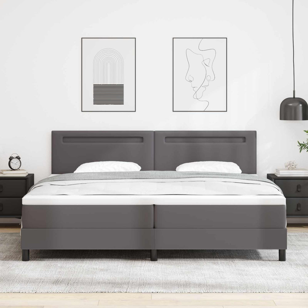 vidaXL Box Spring Bed with Mattress Grey 200 x 200 cm Faux Leather