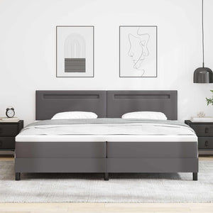vidaXL Box Spring Bed with Mattress Grey 200 x 200 cm Faux Leather