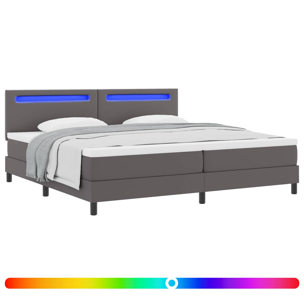 vidaXL Box Spring Bed with Mattress Grey 200 x 200 cm Faux Leather