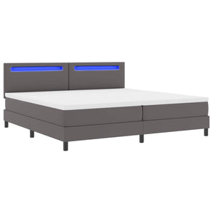 vidaXL Box Spring Bed with Mattress Grey 200 x 200 cm Faux Leather