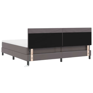 vidaXL Box Spring Bed with Mattress Grey 200 x 200 cm Faux Leather