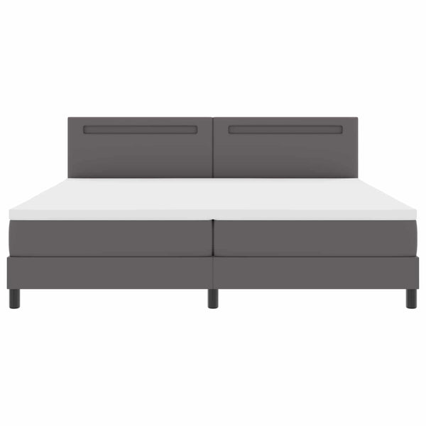 vidaXL Box Spring Bed with Mattress Grey 200 x 200 cm Faux Leather