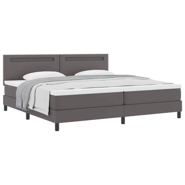vidaXL Box Spring Bed with Mattress Grey 200 x 200 cm Faux Leather