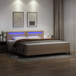 vidaXL Box Spring Bed with Mattress Cappuccino 200 x 200 cm Faux Leather