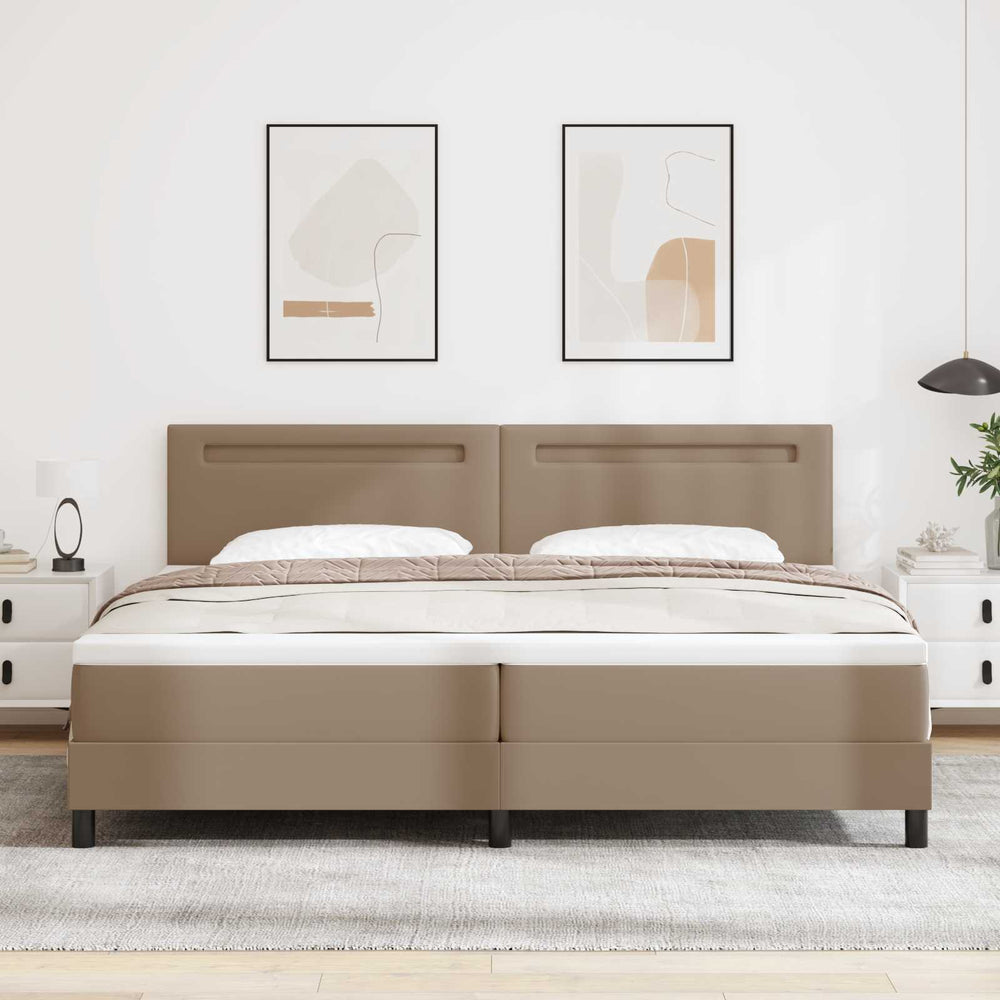 vidaXL Box Spring Bed with Mattress Cappuccino 200 x 200 cm Faux Leather