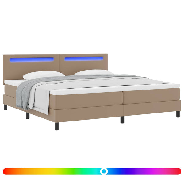 vidaXL Box Spring Bed with Mattress Cappuccino 200 x 200 cm Faux Leather