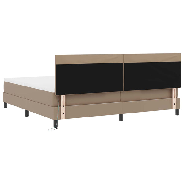 vidaXL Box Spring Bed with Mattress Cappuccino 200 x 200 cm Faux Leather