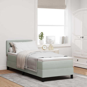vidaXL Box Spring Bed with Mattress Light Grey 80 x 200 cm Velvet