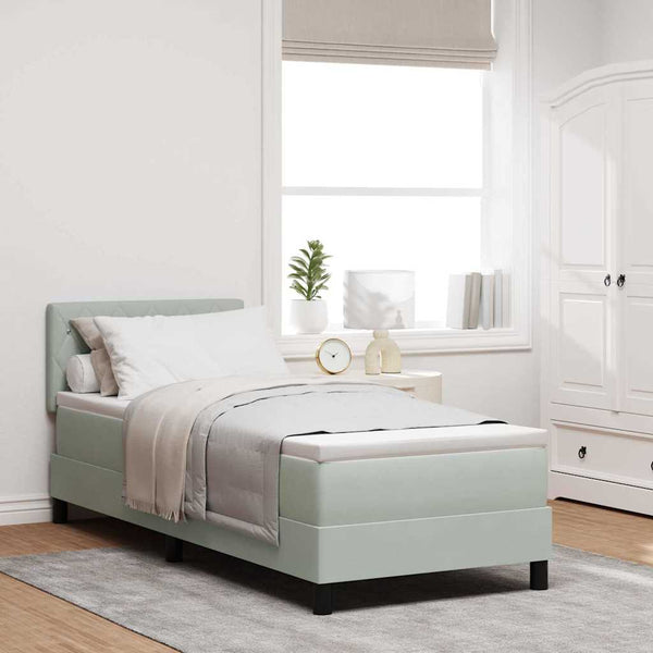 vidaXL Box Spring Bed with Mattress Light Grey 80 x 200 cm Velvet