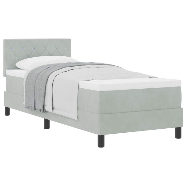 vidaXL Box Spring Bed with Mattress Light Grey 80 x 200 cm Velvet