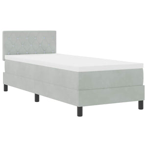 vidaXL Box Spring Bed with Mattress Light Grey 80 x 200 cm Velvet