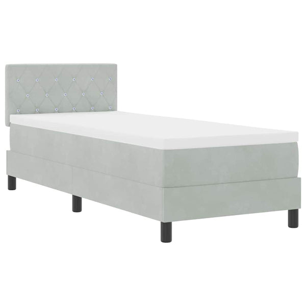 vidaXL Box Spring Bed with Mattress Light Grey 80 x 200 cm Velvet