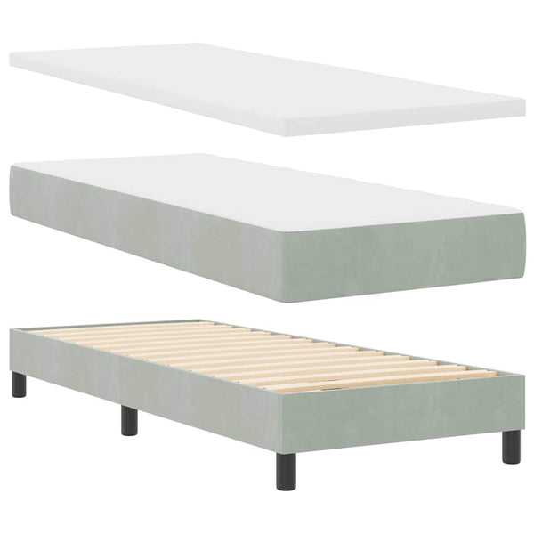 vidaXL Box Spring Bed with Mattress Light Grey 80 x 200 cm Velvet