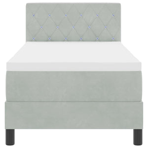 vidaXL Box Spring Bed with Mattress Light Grey 80 x 200 cm Velvet